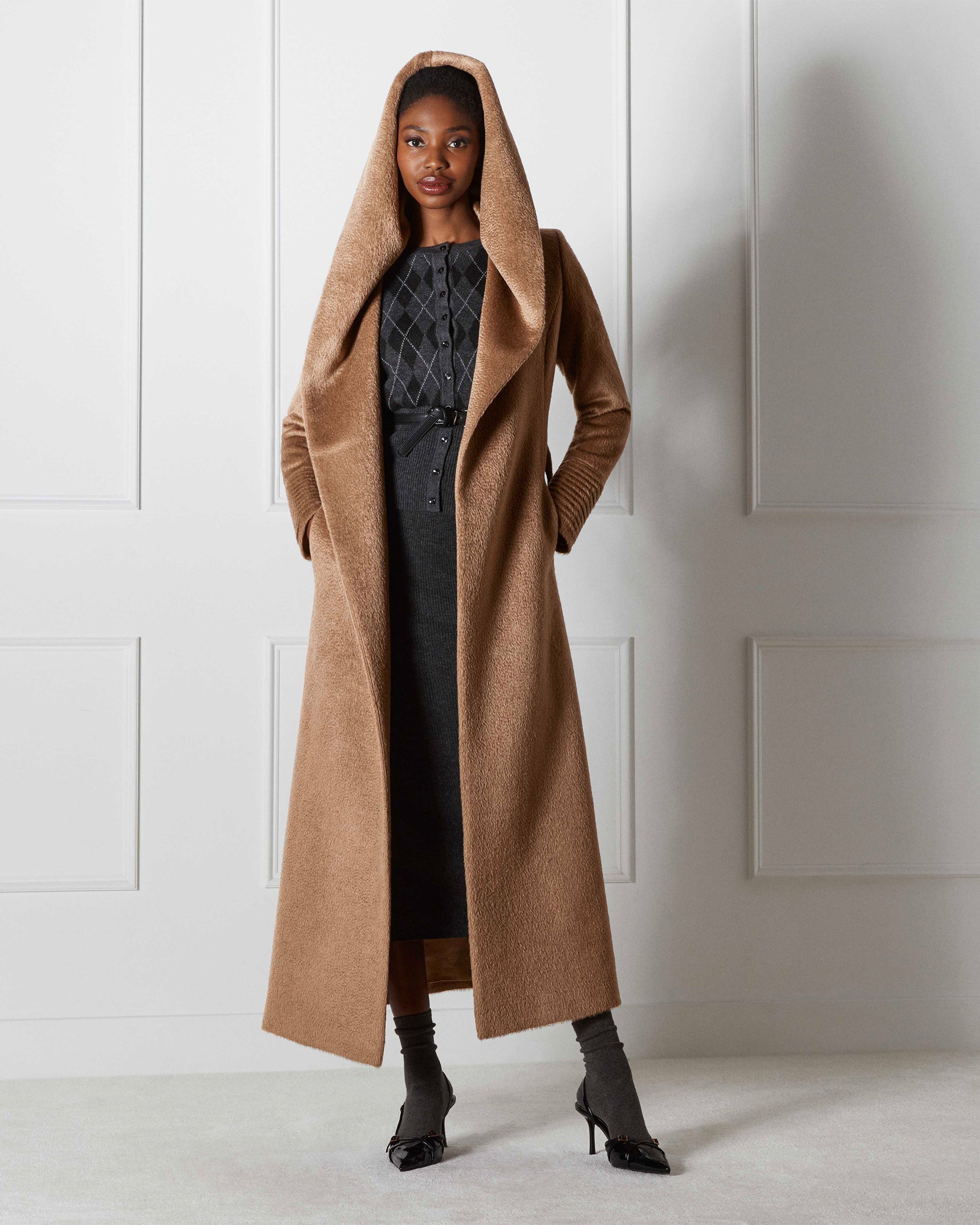 Suri Alpaca Hooded Maxi Wrap Coat