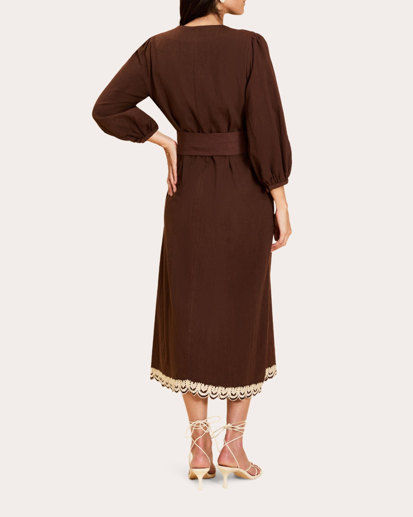 Suzanna Embroidered Button-Front Midi Dress