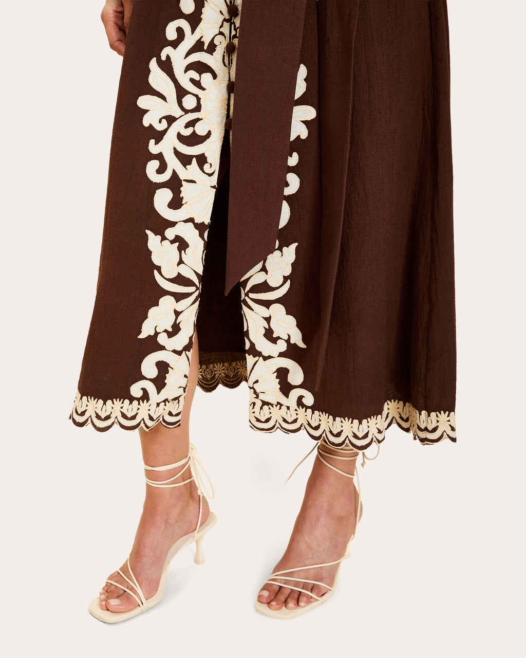 Suzanna Embroidered Button-Front Midi Dress