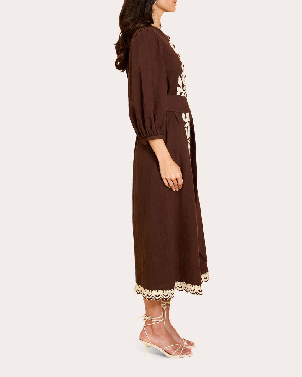 Suzanna Embroidered Button-Front Midi Dress