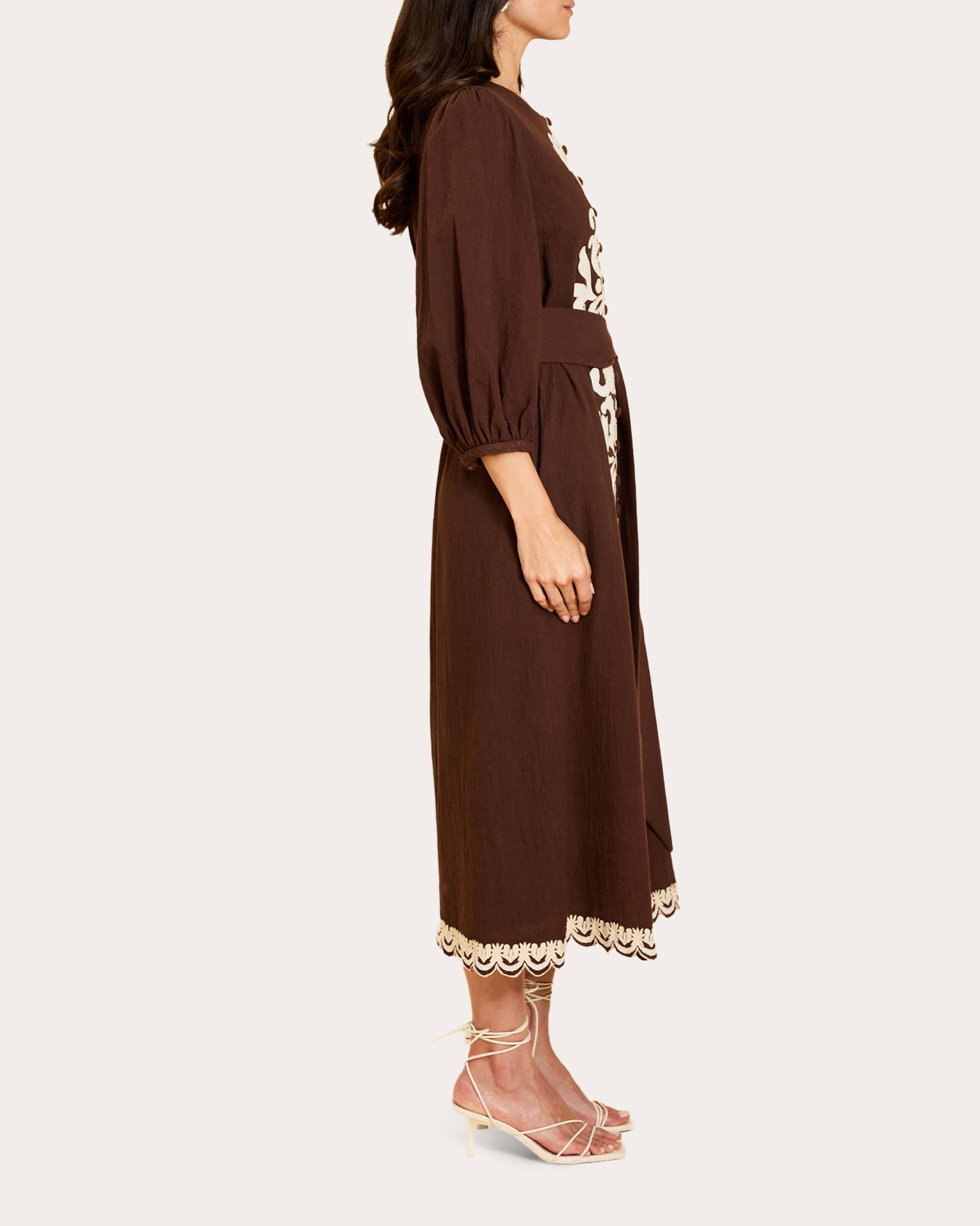 Suzanna Embroidered Button-Front Midi Dress