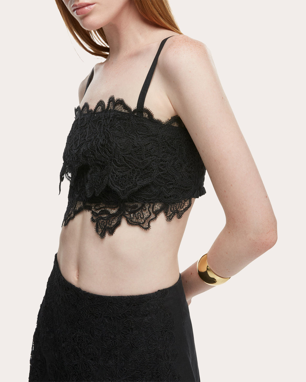 Amanecer Floral Lace Linen Bandeau Top