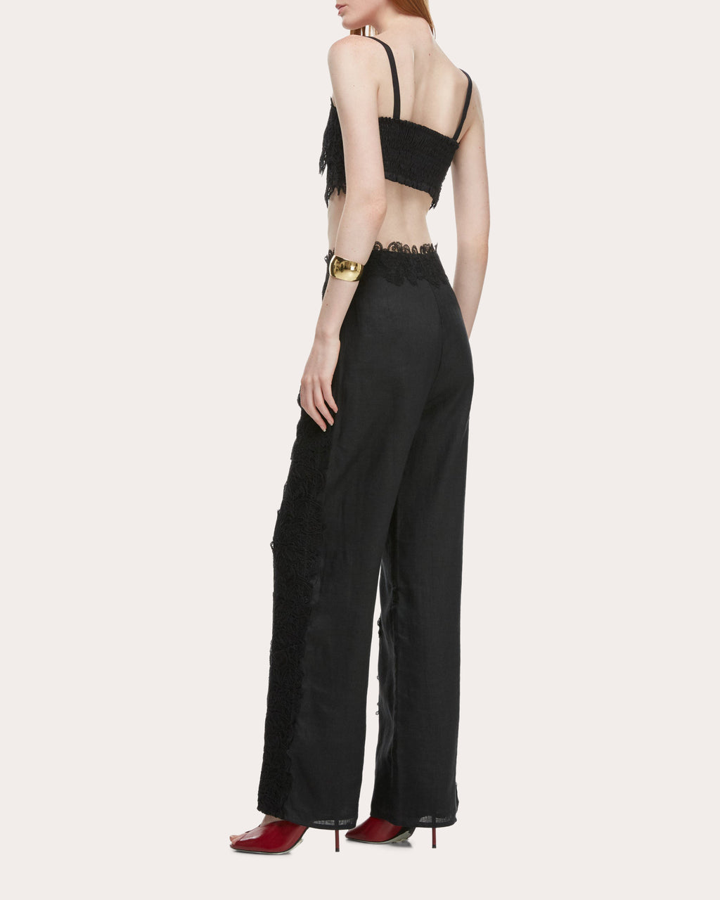 Amanecer Floral Lace Linen Bandeau Top