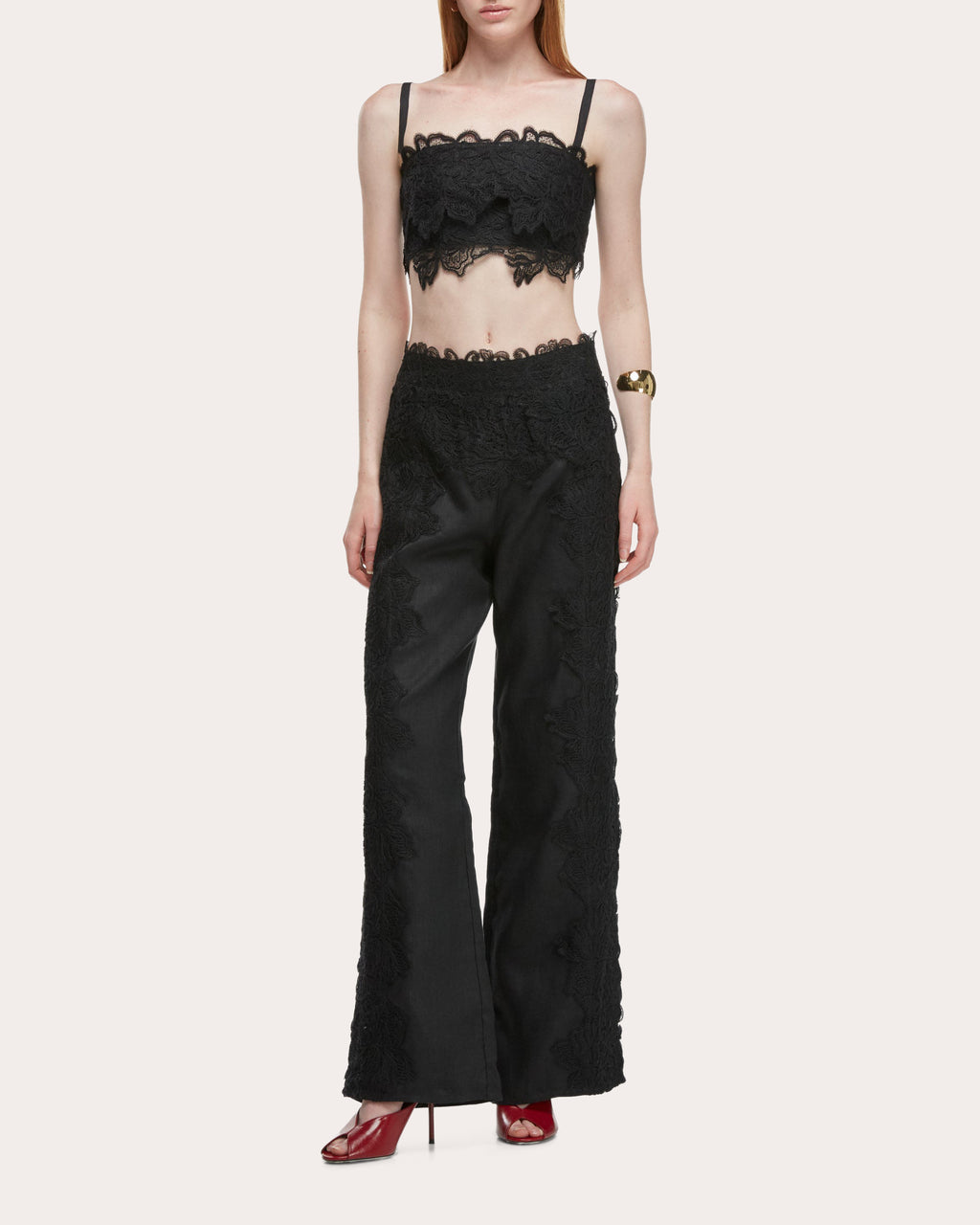 Amanecer Floral Lace Linen Bandeau Top