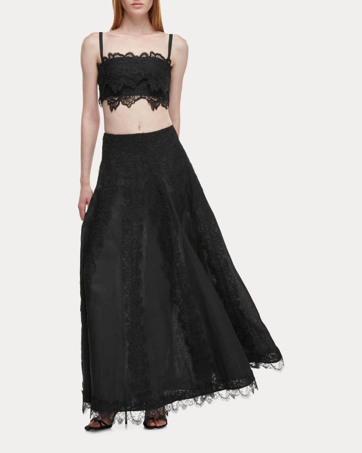 Amanecer Floral Lace Linen Bandeau Top