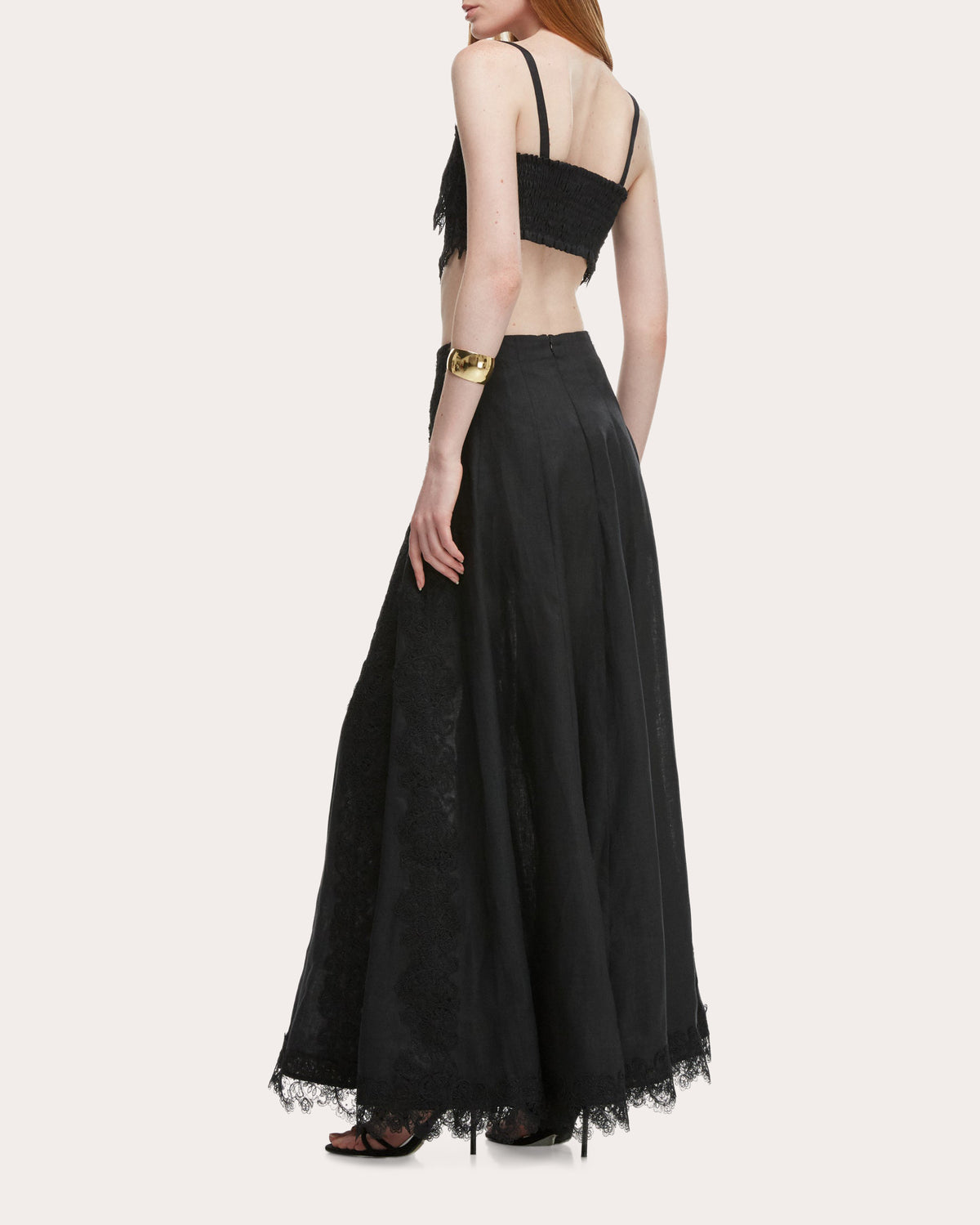 Amanecer Floral Lace Linen Bandeau Top
