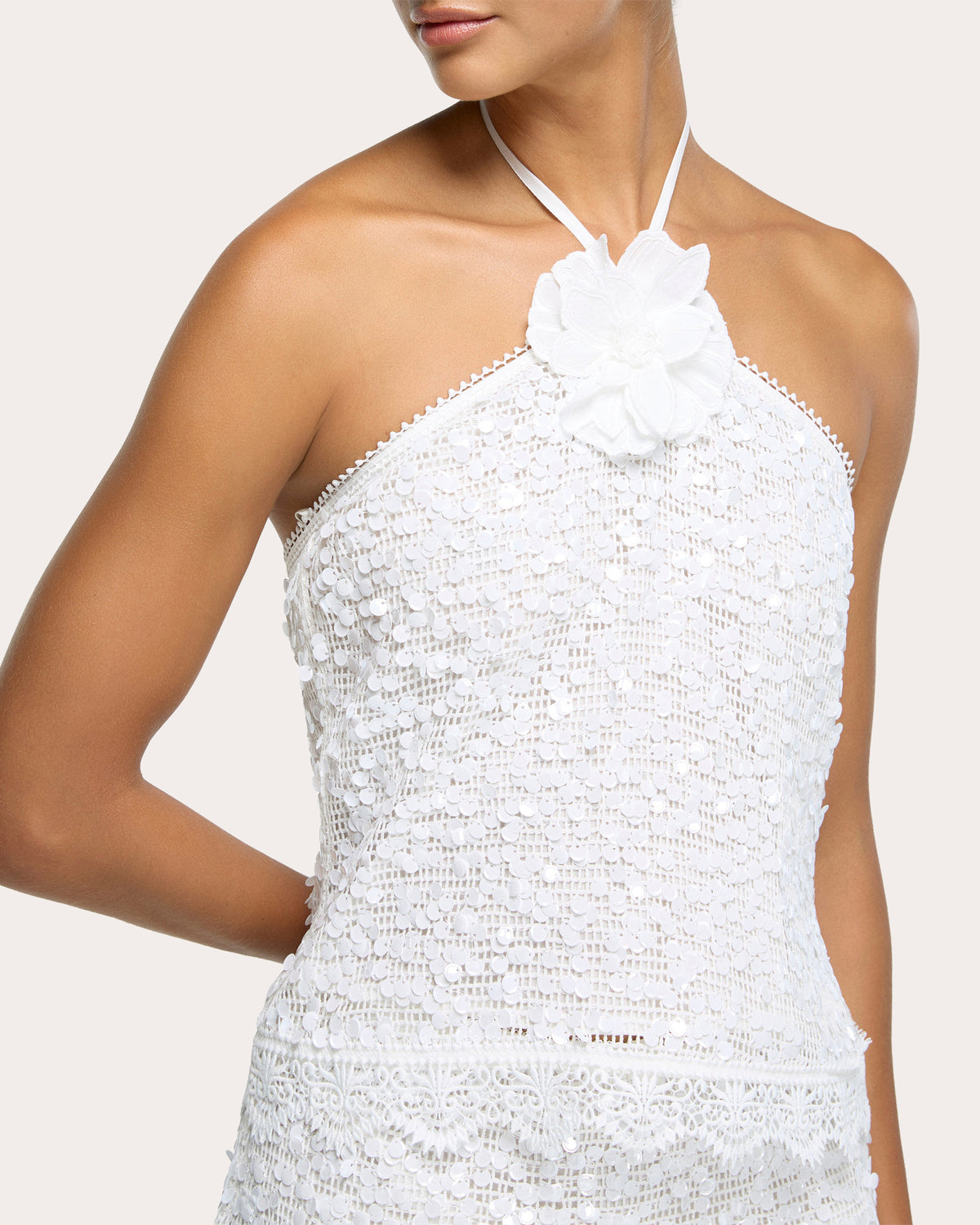 Izzy Sequin Mesh Halter Top