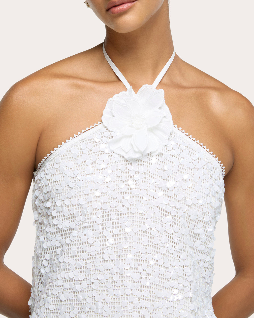 Izzy Sequin Mesh Halter Top