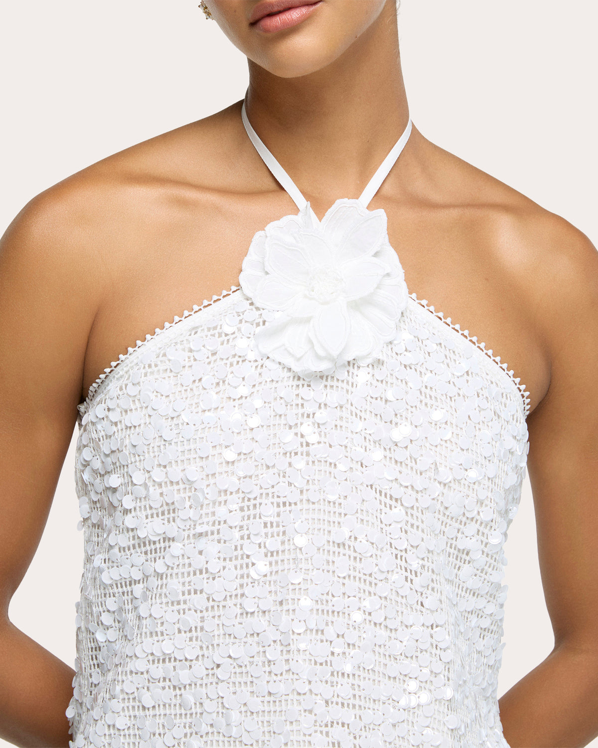 Izzy Sequin Mesh Halter Top
