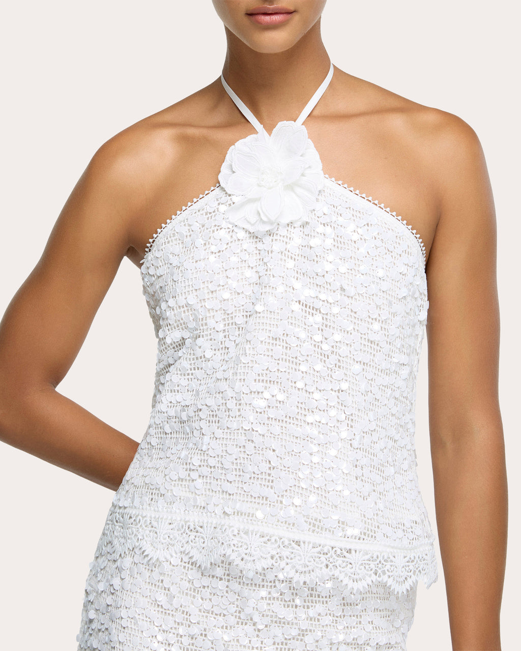 Izzy Sequin Mesh Halter Top