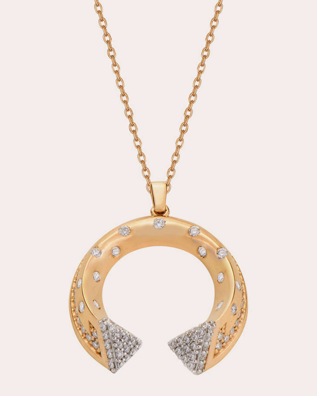 Diamond & 18k Rose Gold Mini Balance Pendant Necklace