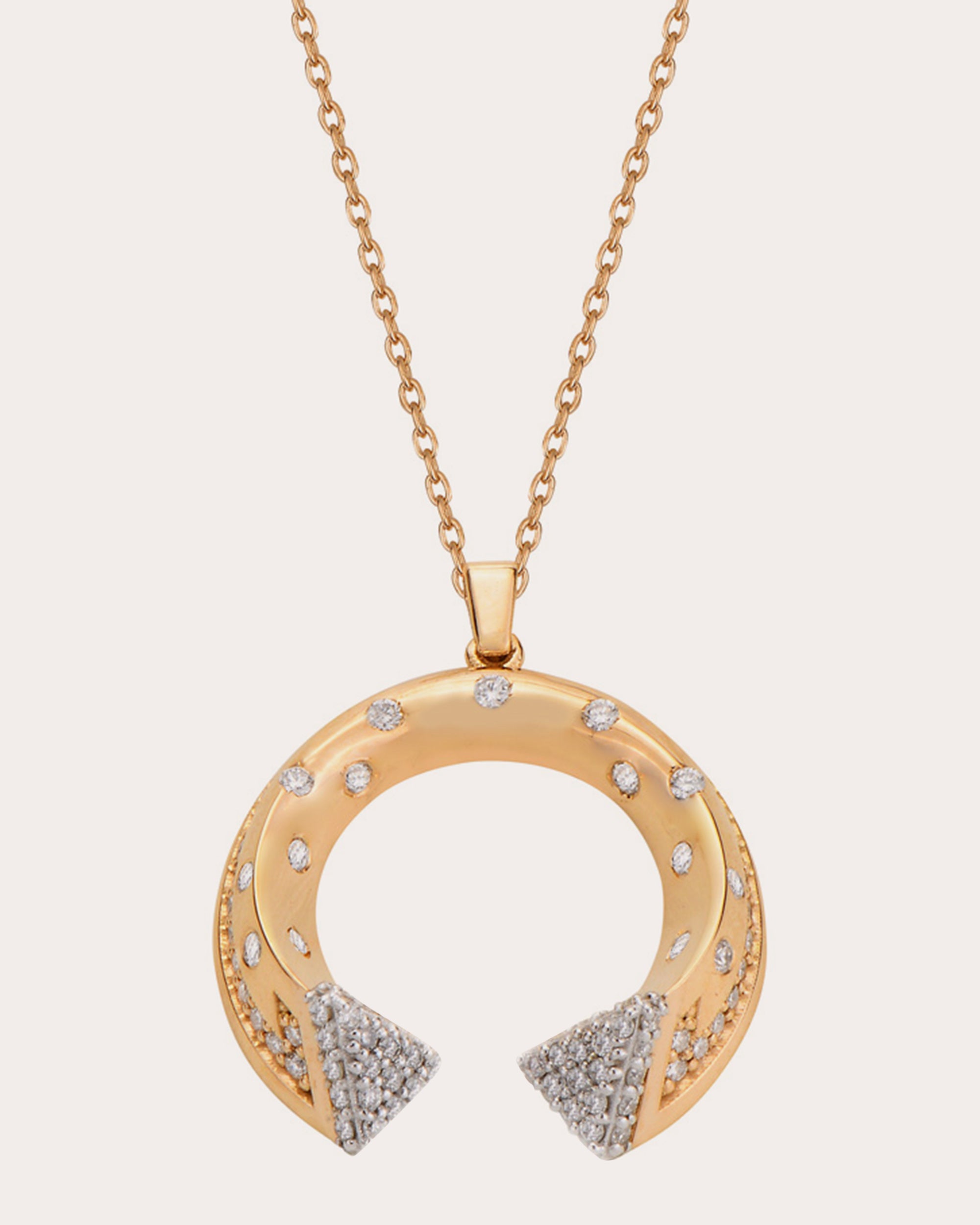 Diamond & 18k Rose Gold Mini Balance Pendant Necklace
