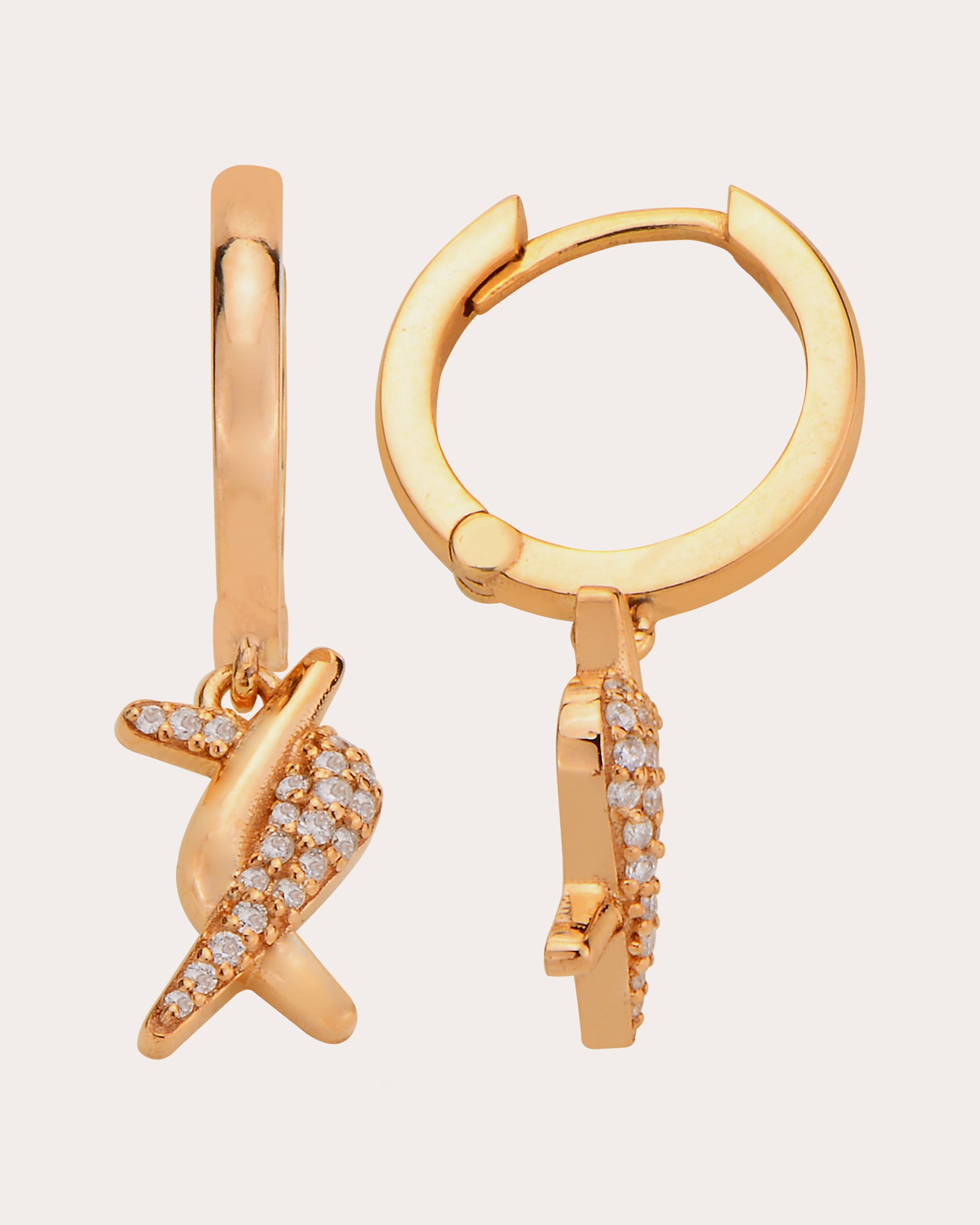 Diamond & 18k Rose Gold Boomerang Hoop Earrings