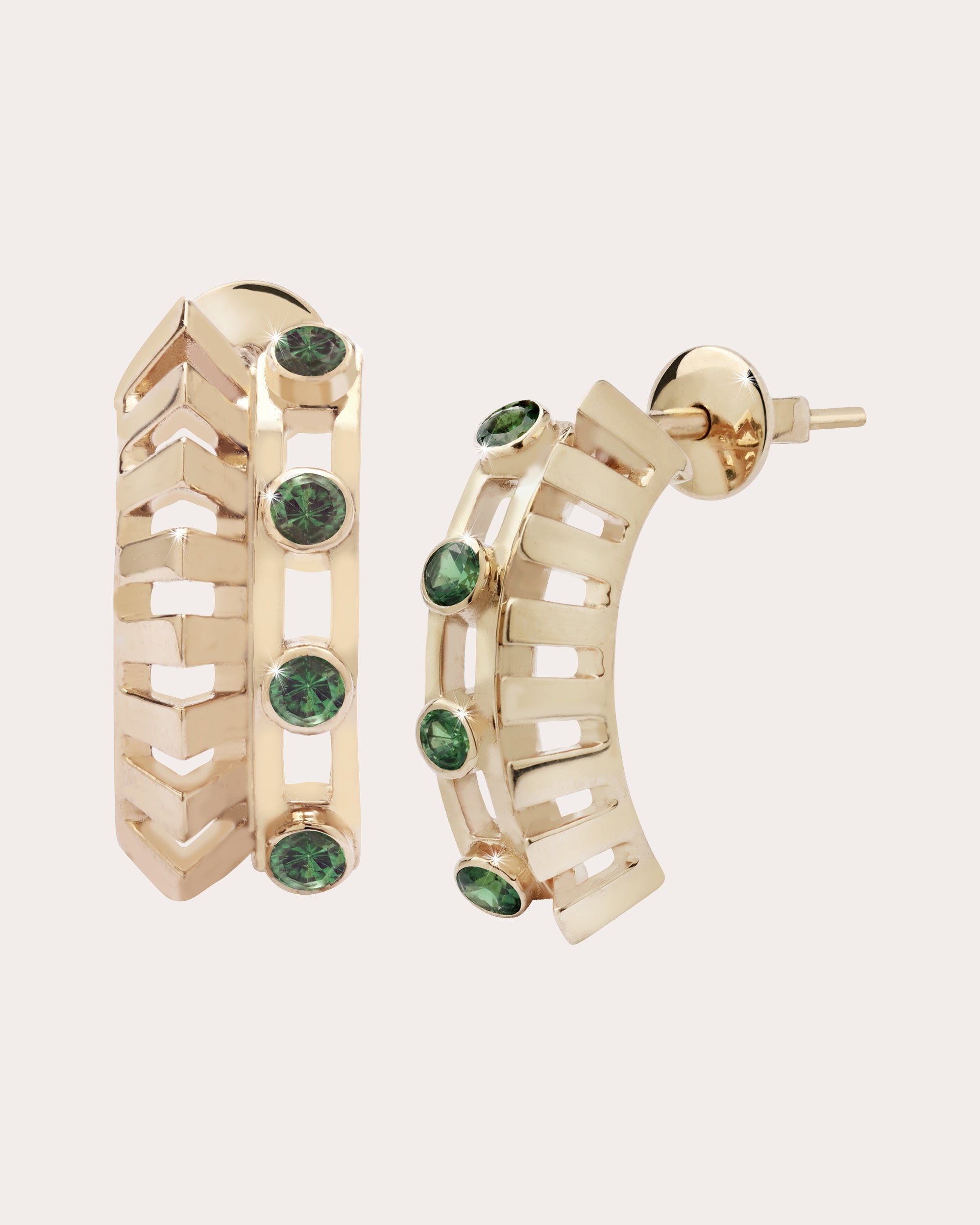 Tsavorite Mini Tricone Axis Drop Earrings