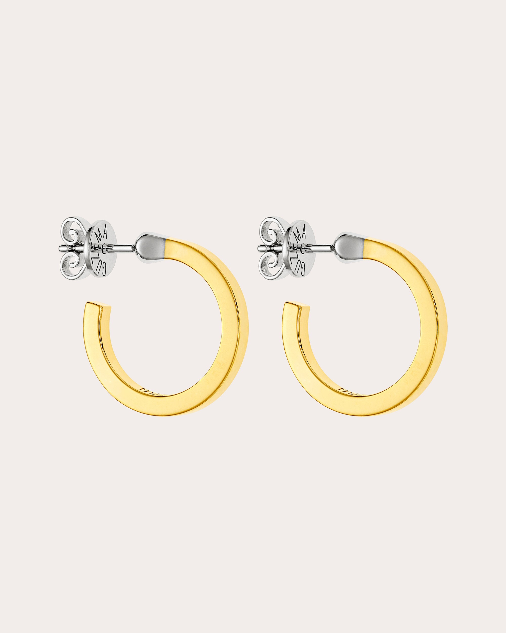 18k Gold Round Match Hoop Earrings