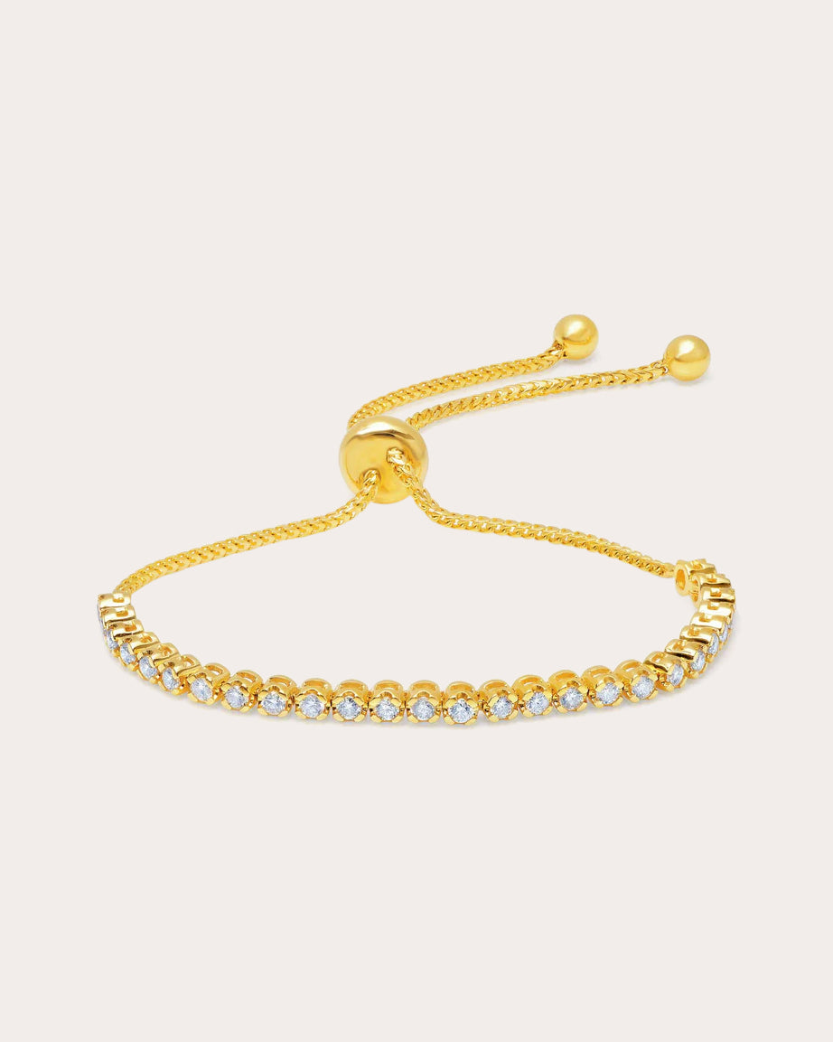Floating 18K Gold Diamond Bolo Bracelet