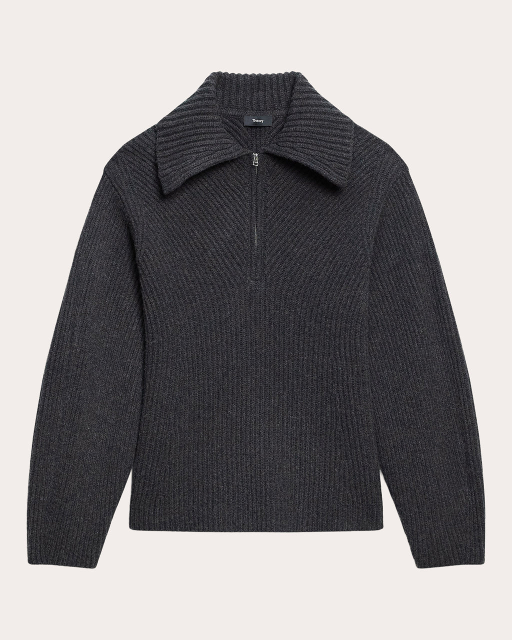 Ribbed Wool Cashmere Half-Zip Sweater