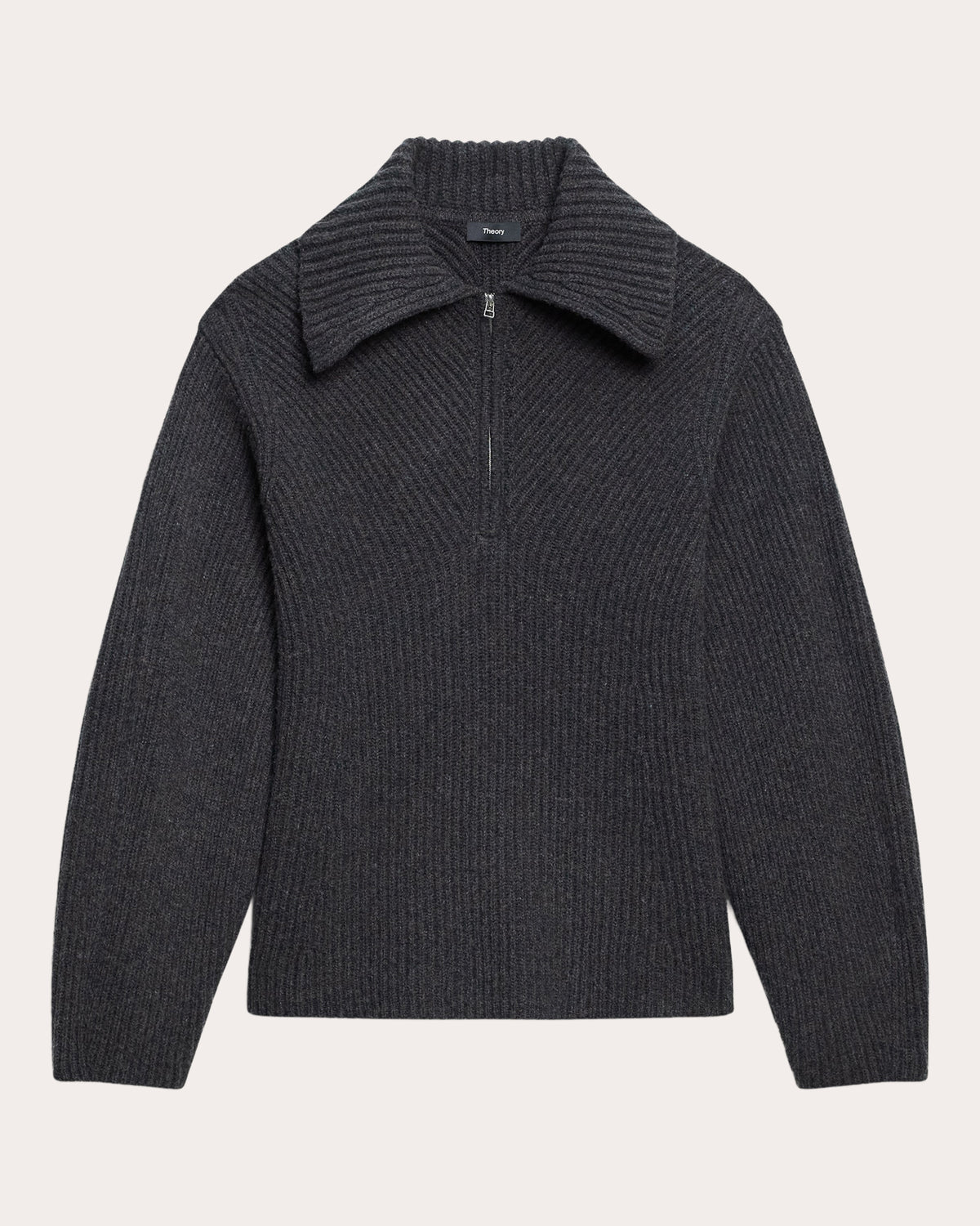 Ribbed Wool Cashmere Half-Zip Sweater