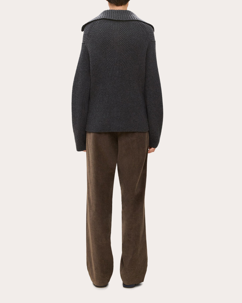 Ribbed Wool Cashmere Half-Zip Sweater