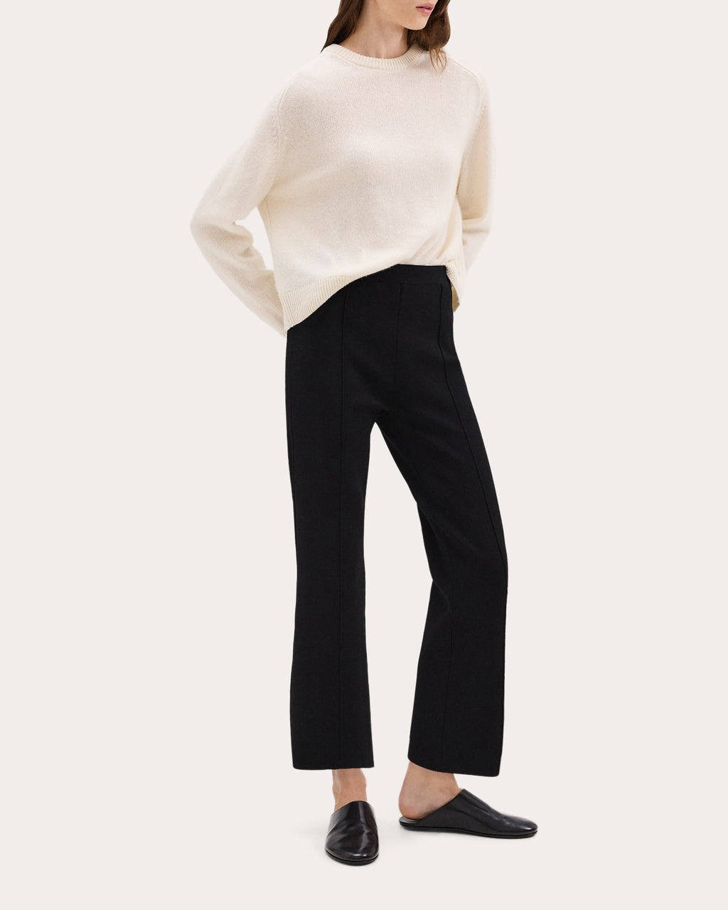 Compact Crepe Knit Cropped Flare Pants