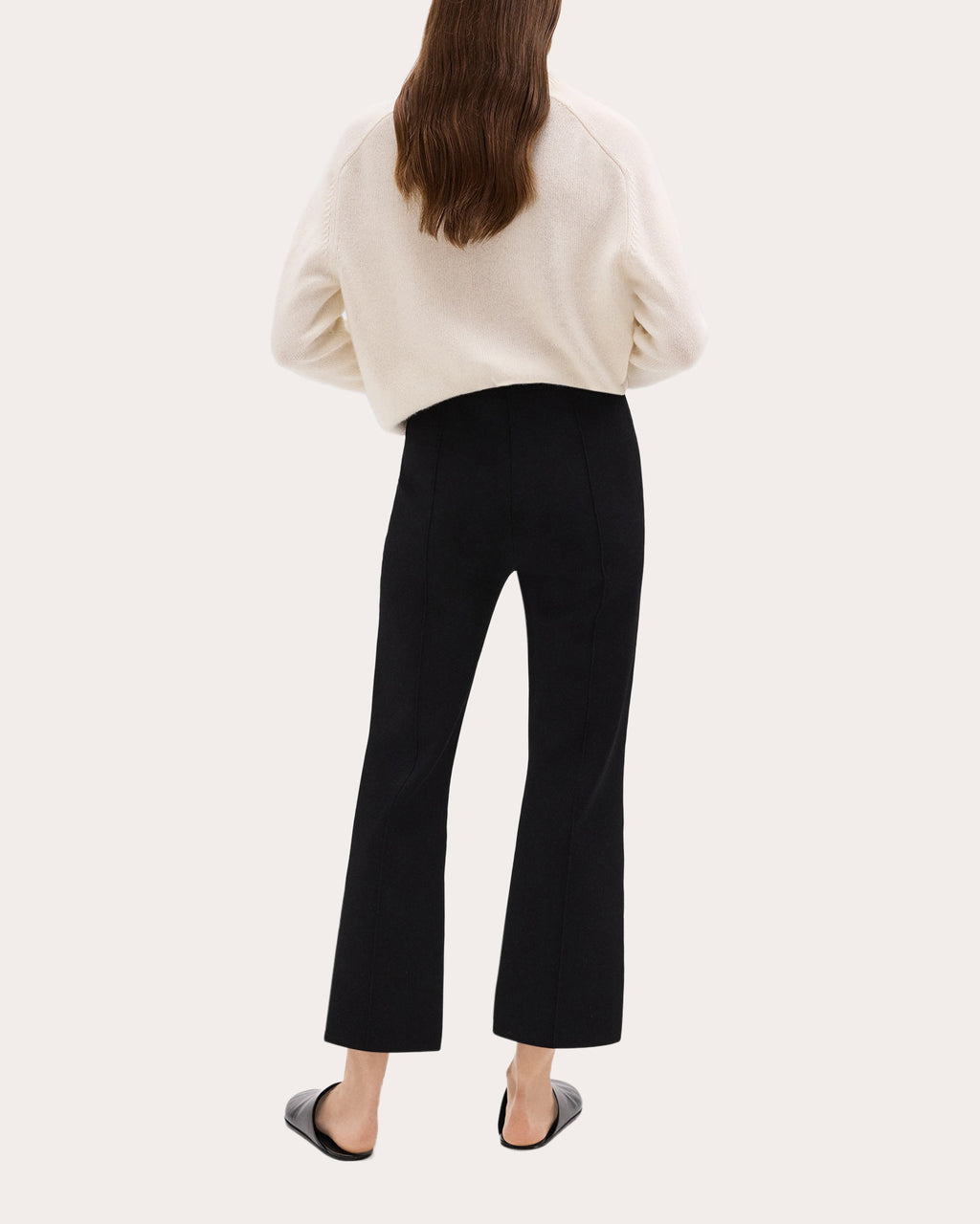 Compact Crepe Knit Cropped Flare Pants