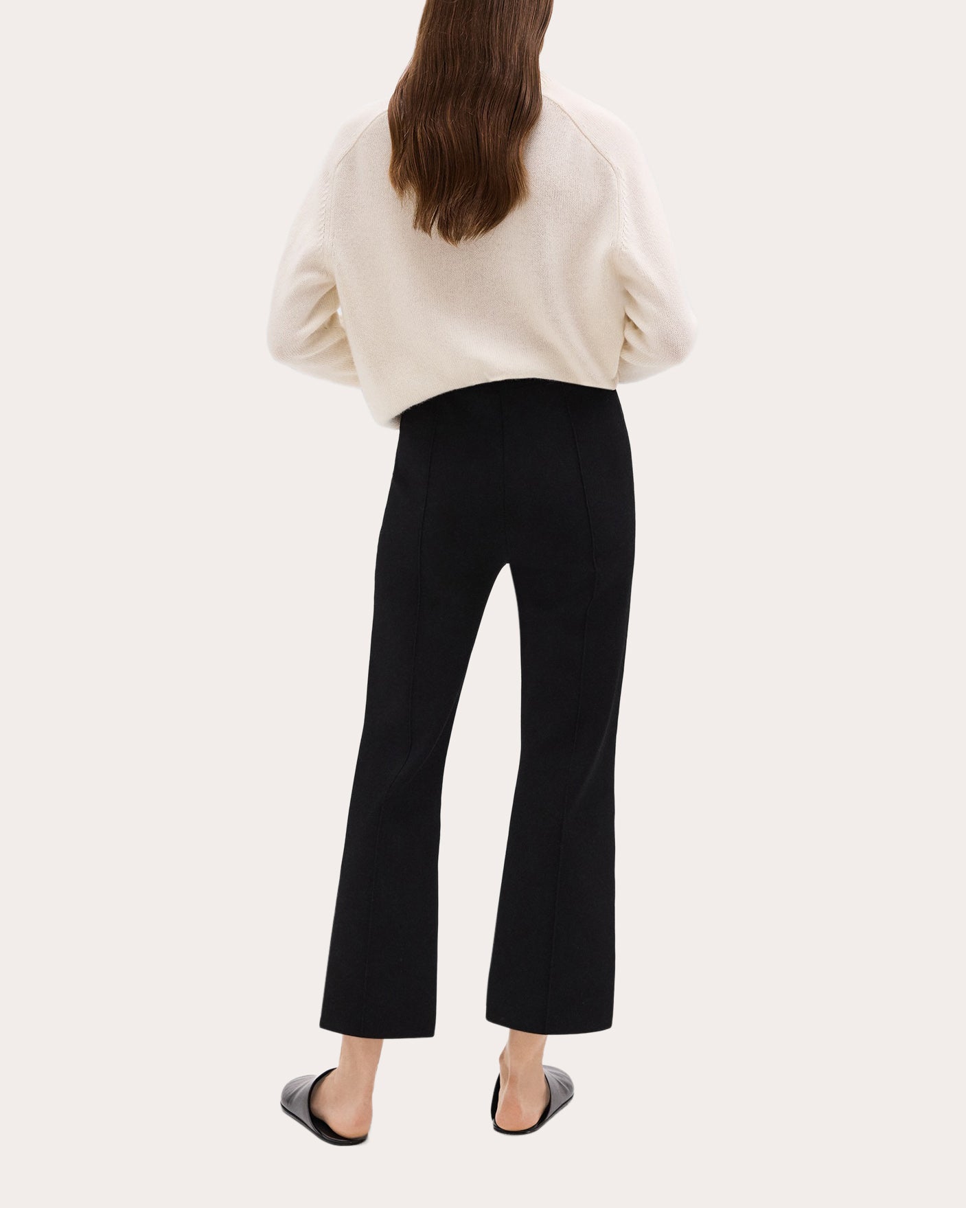 Compact Crepe Knit Cropped Flare Pants