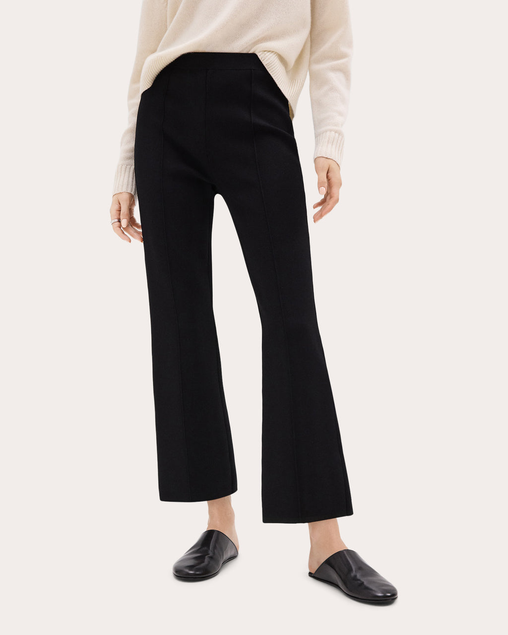 Compact Crepe Knit Cropped Flare Pants