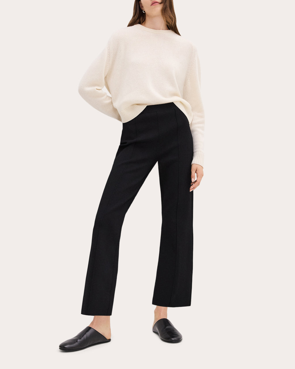 Compact Crepe Knit Cropped Flare Pants