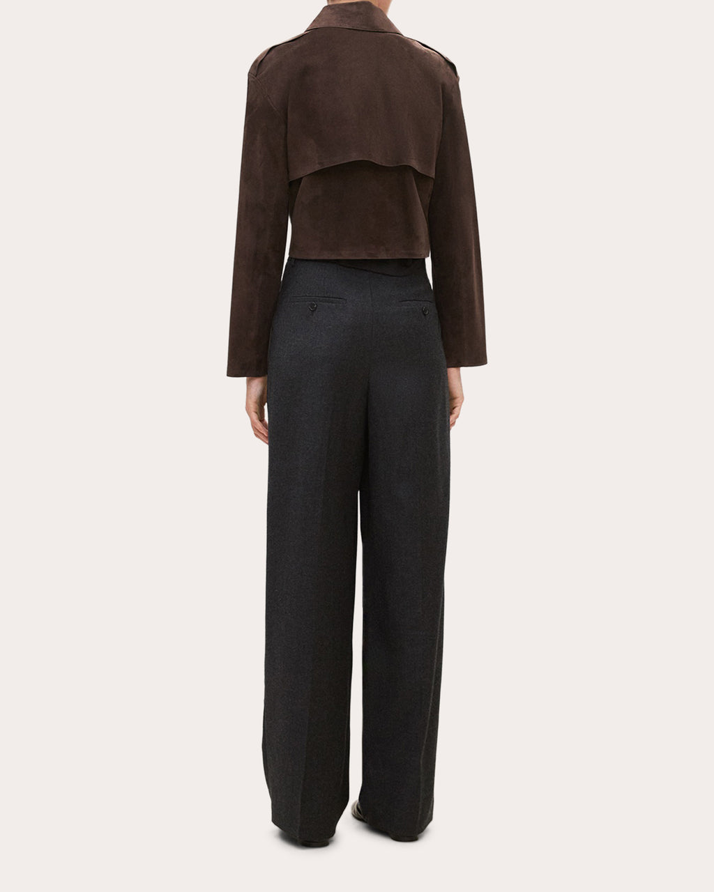 Suede Cropped Trench Jacket