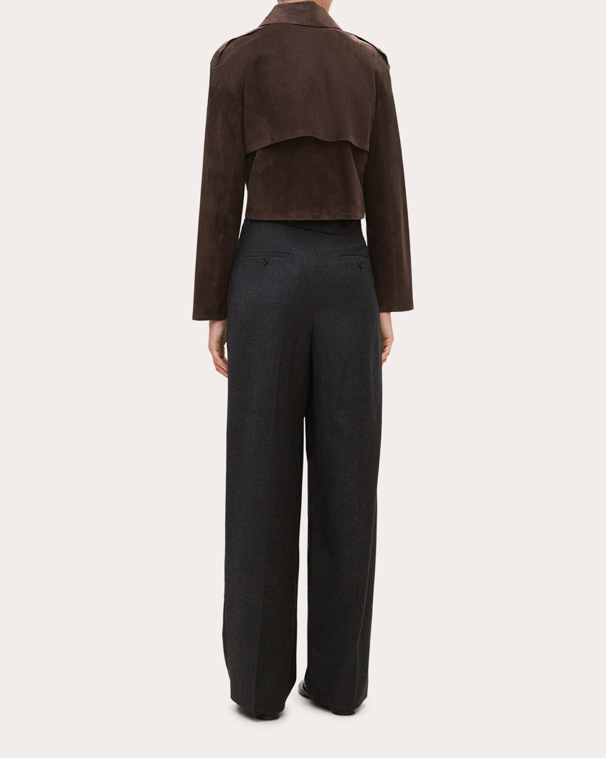Suede Cropped Trench Jacket