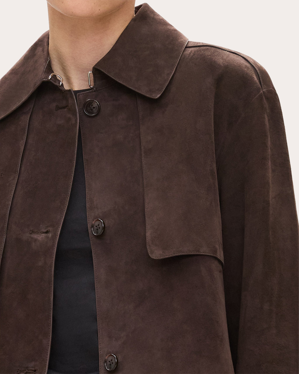 Suede Cropped Trench Jacket
