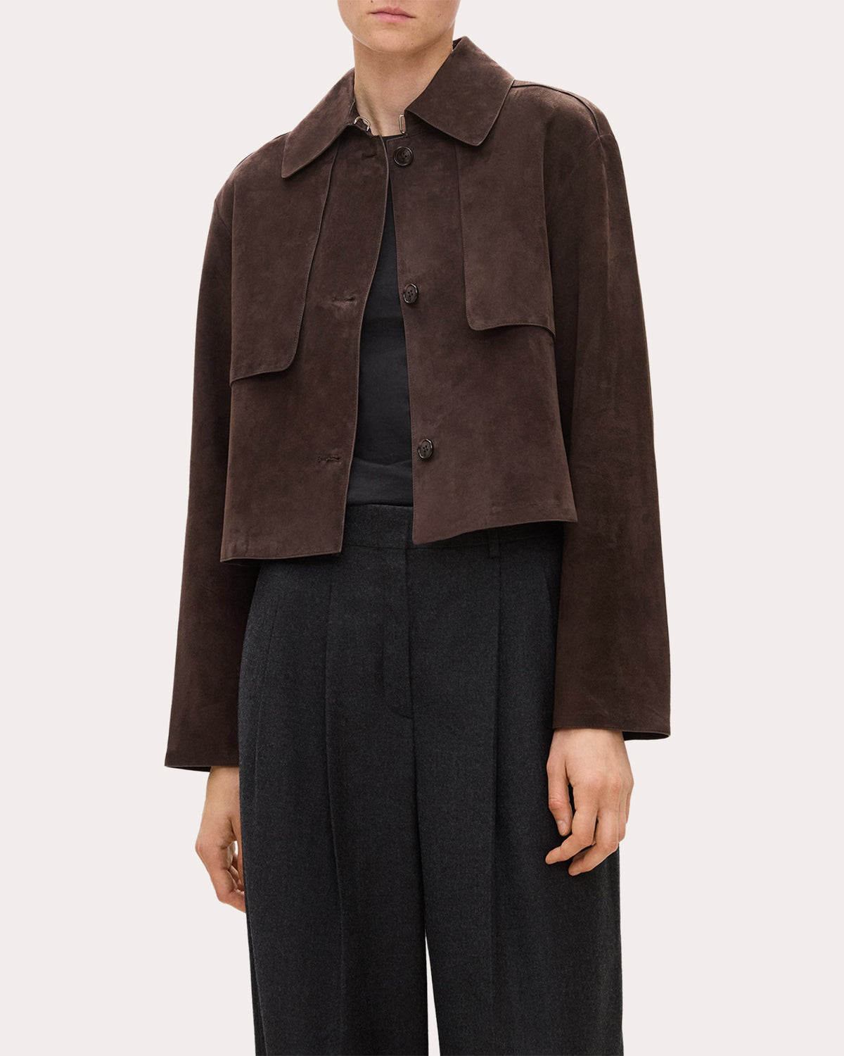 Suede Cropped Trench Jacket