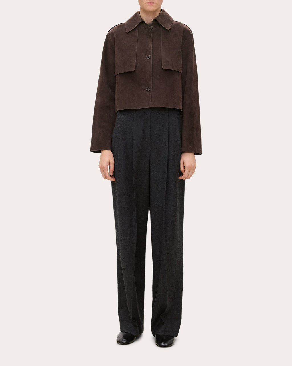 Suede Cropped Trench Jacket