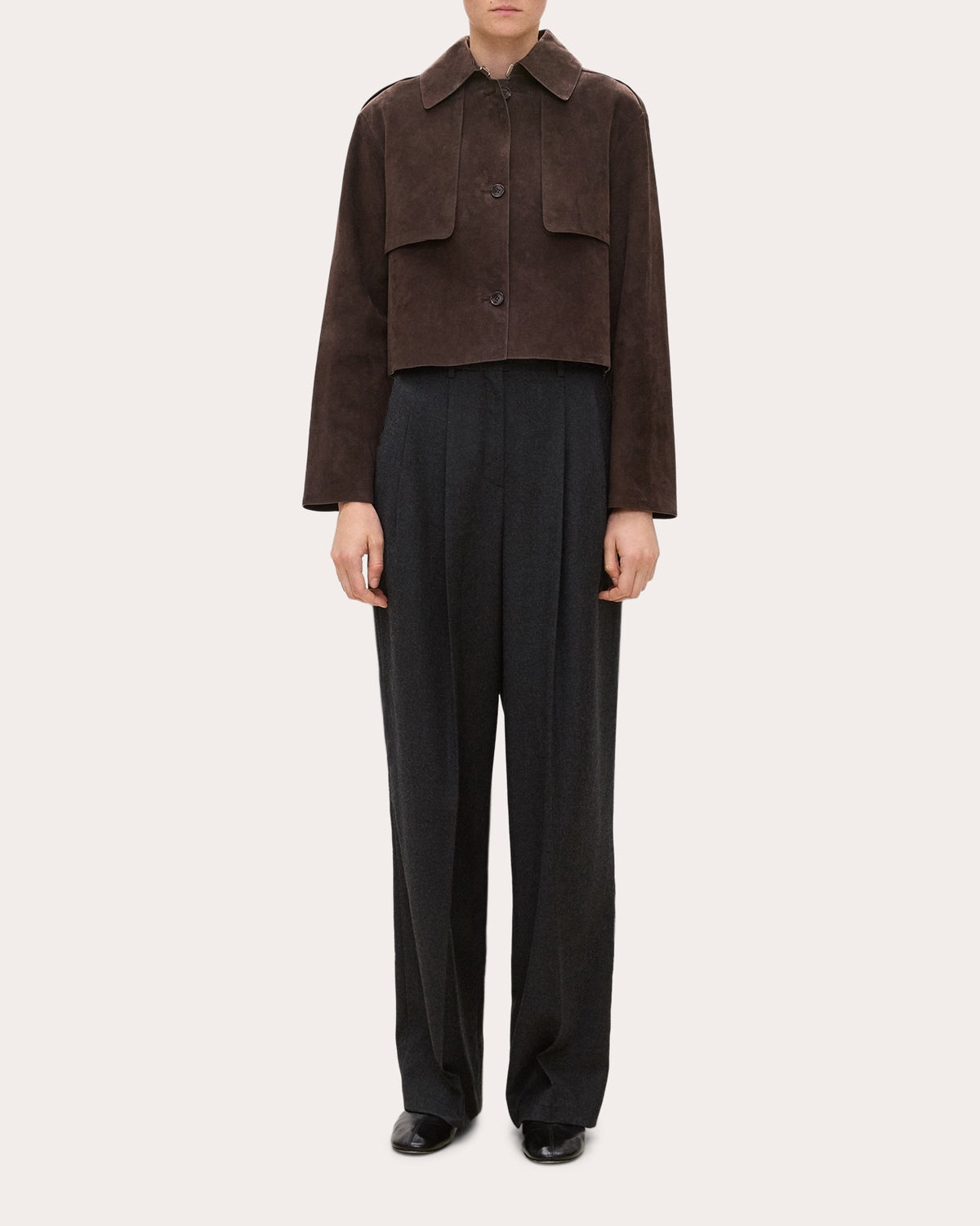 Suede Cropped Trench Jacket