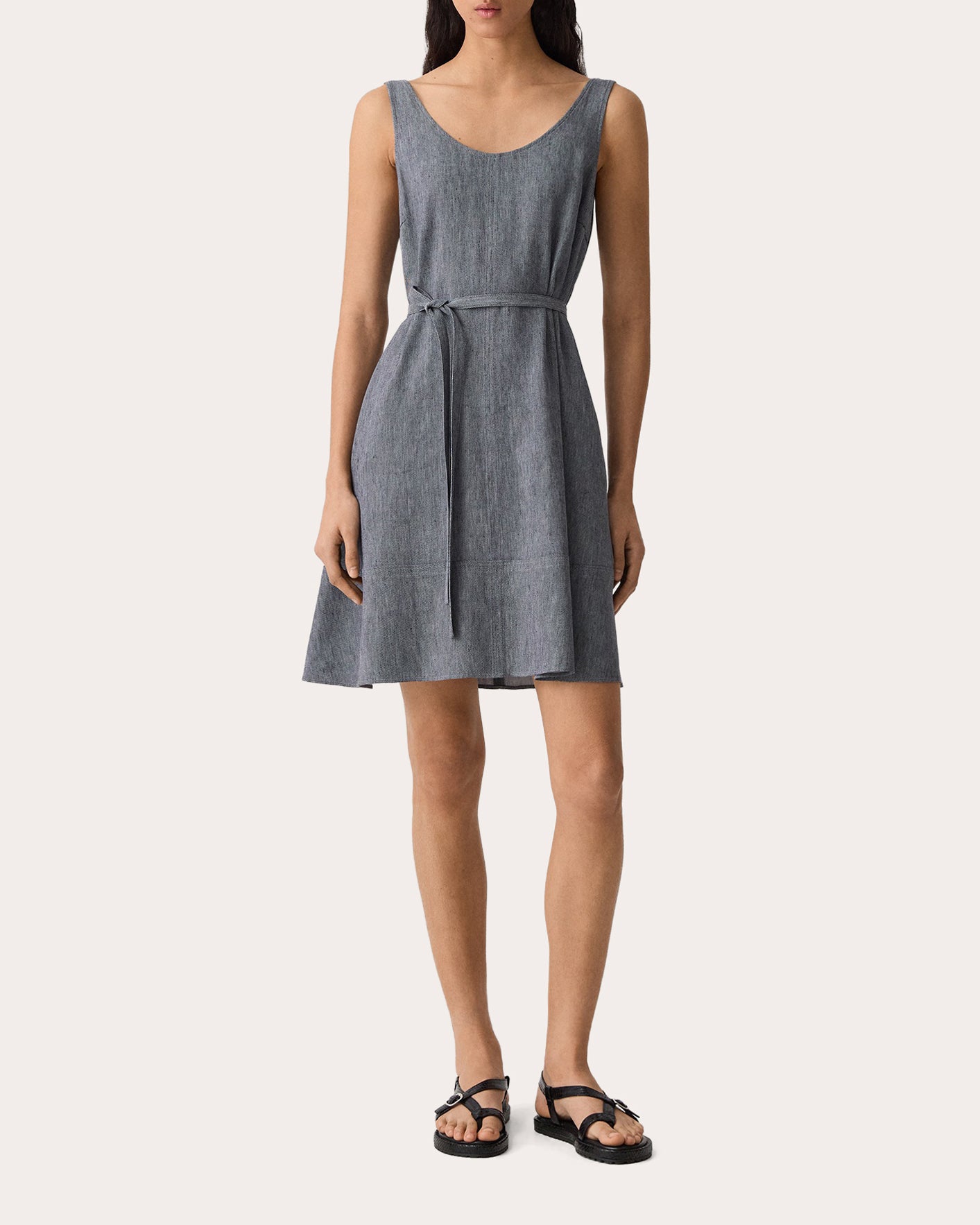 belted linen mini dress Velvet by Graham & Spencer Greta Short Sleeve Linen Mini Dress