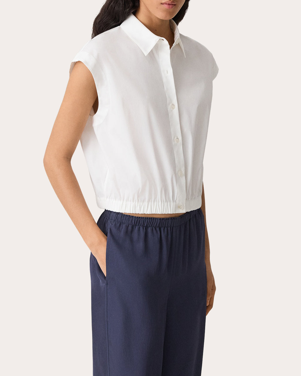 Good Poplin Cap-Sleeve Shirt