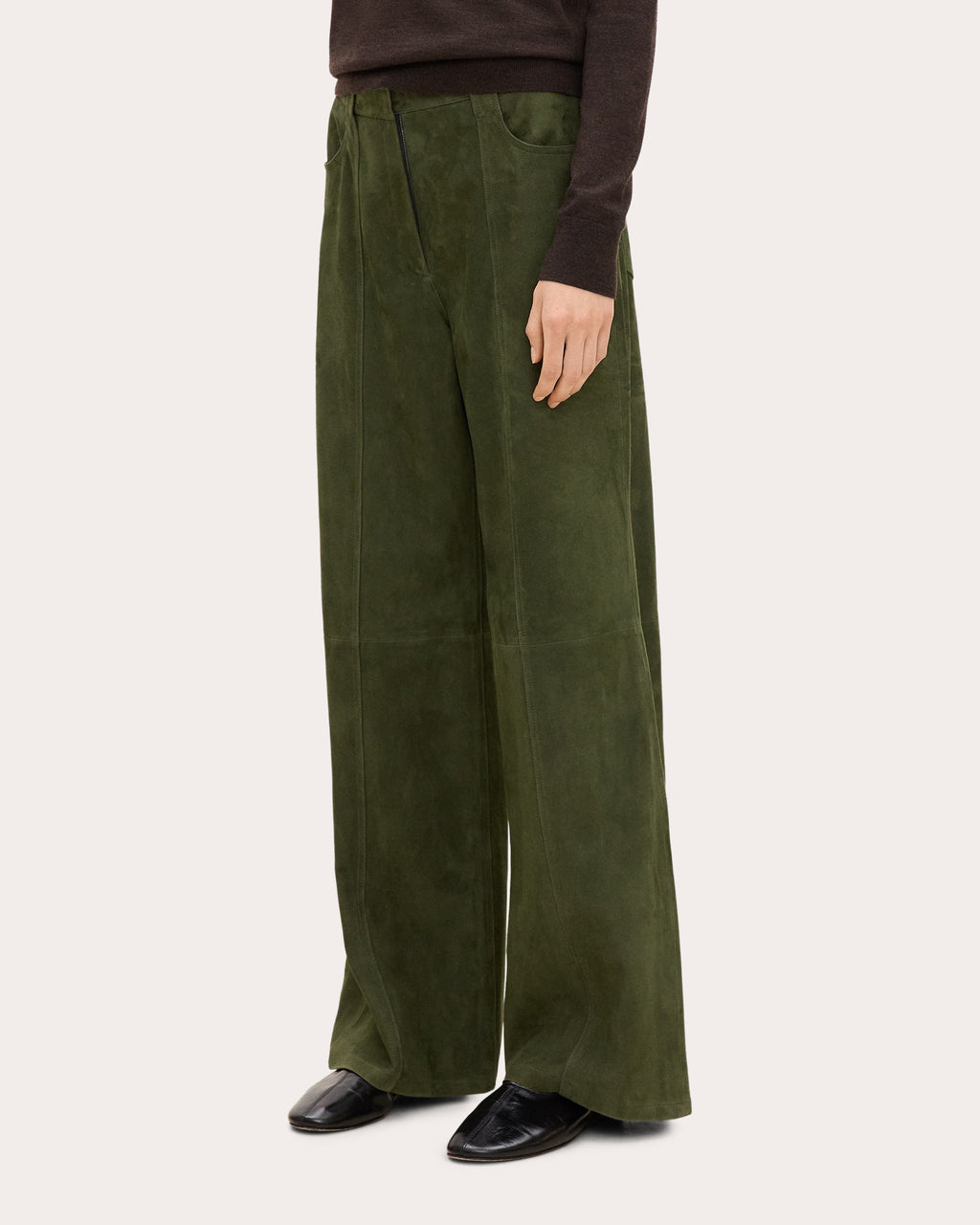 Suede Wide-Leg Pants