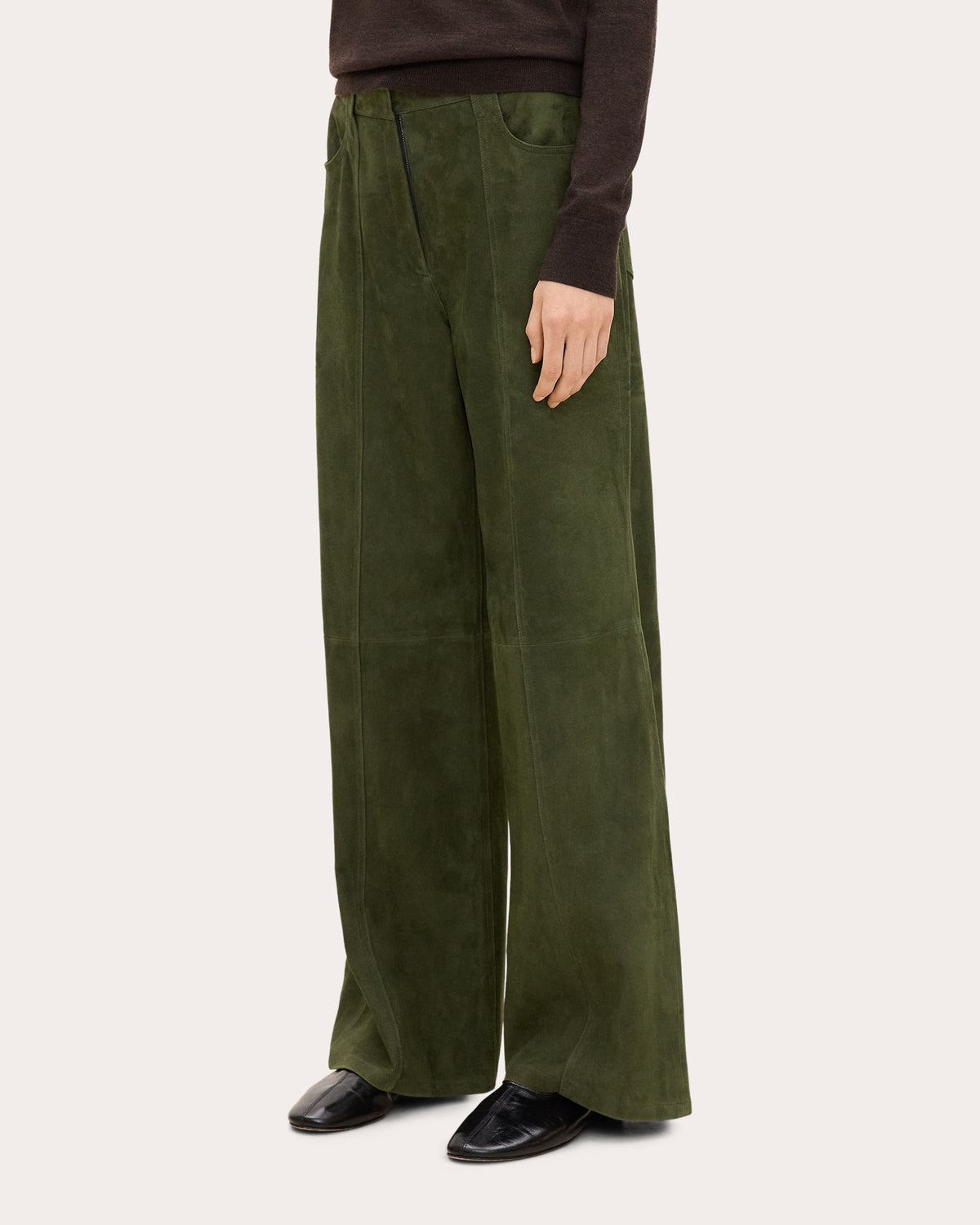 Suede Wide-Leg Pants