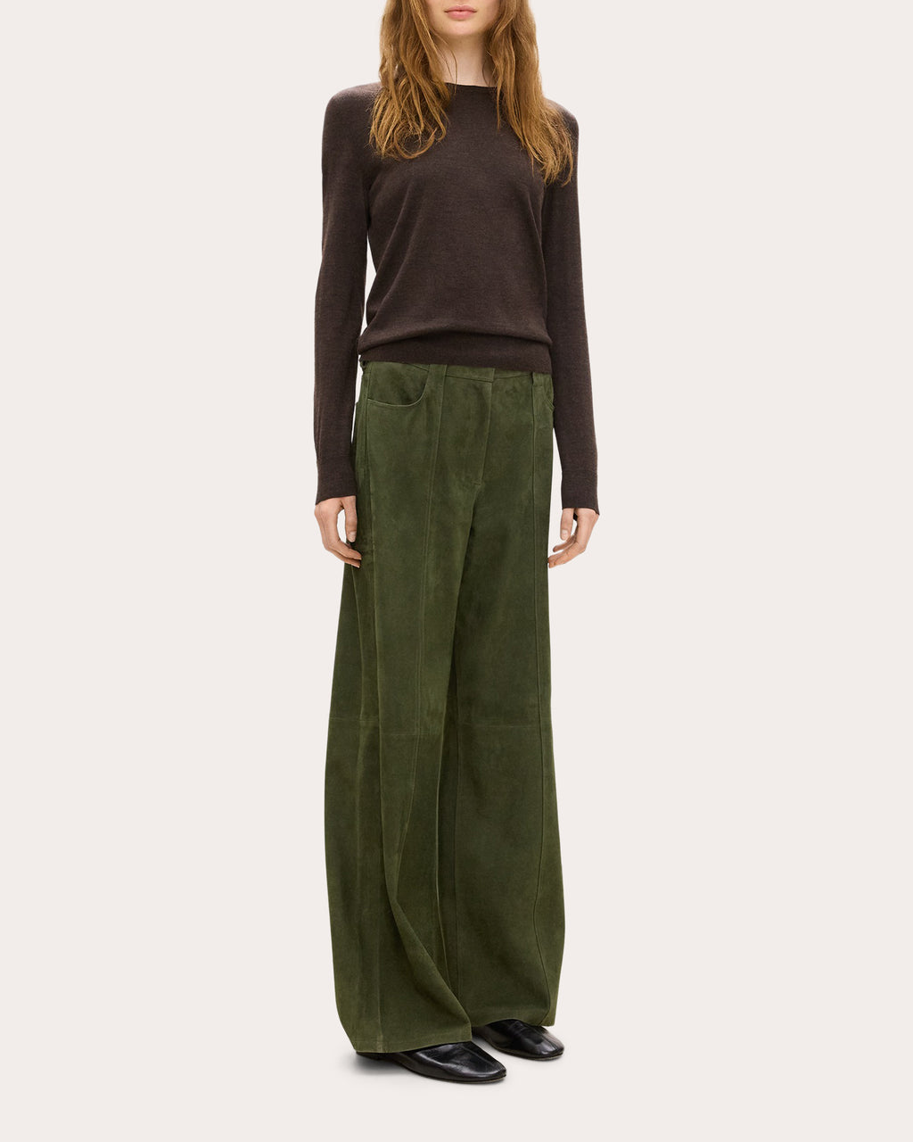 Suede Wide-Leg Pants