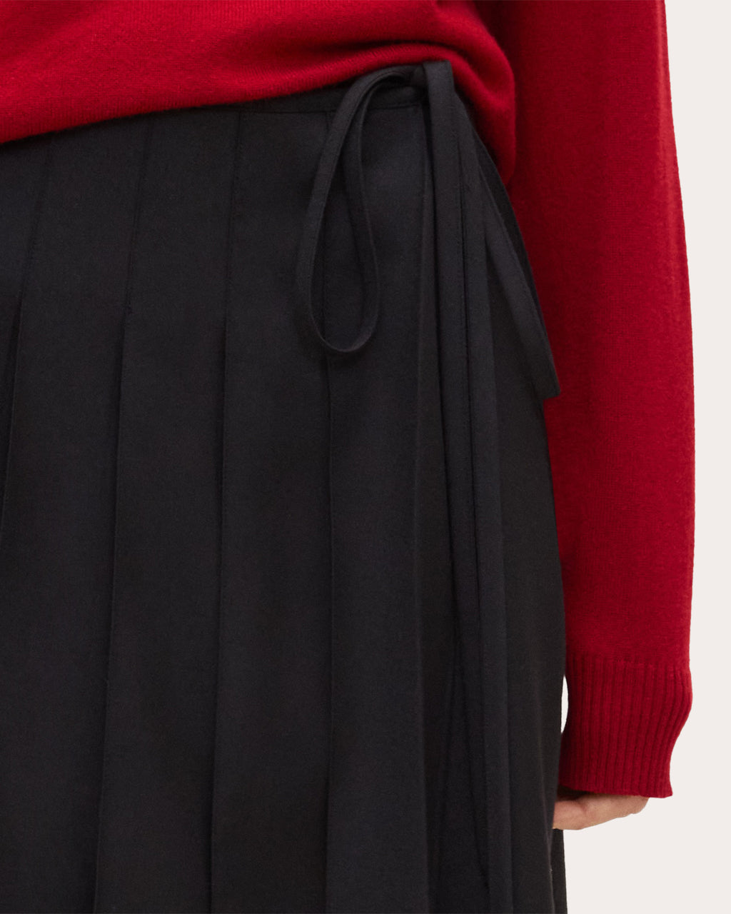 Flannel Pleated Midi Wrap Skirt