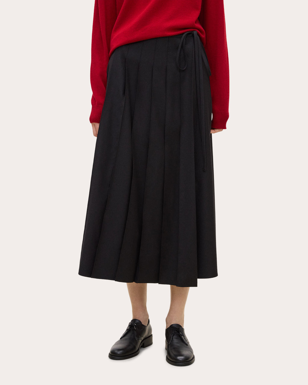 Flannel Pleated Midi Wrap Skirt