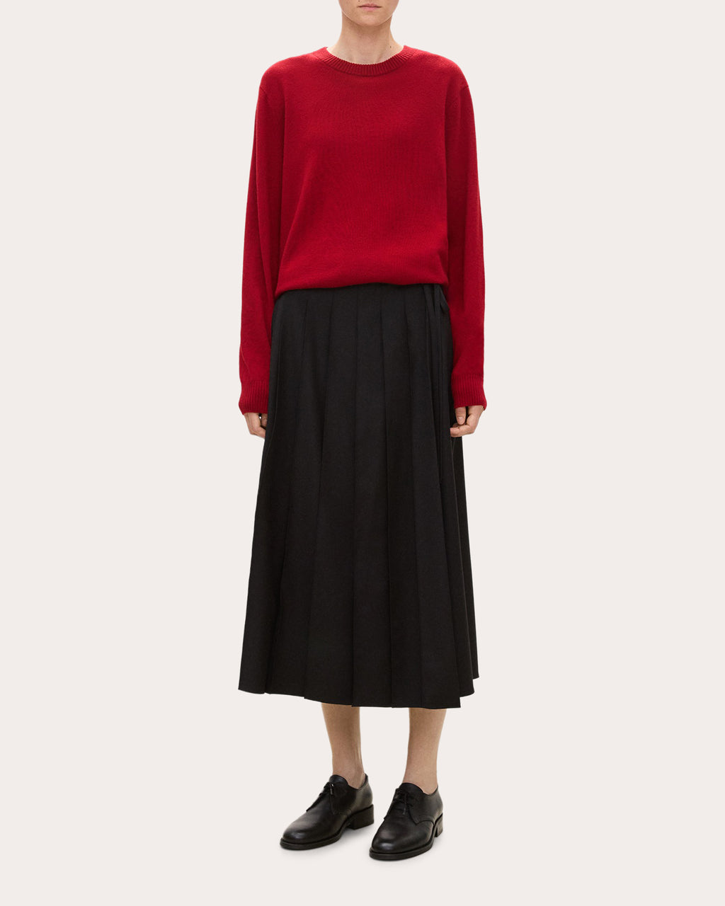 Flannel Pleated Midi Wrap Skirt