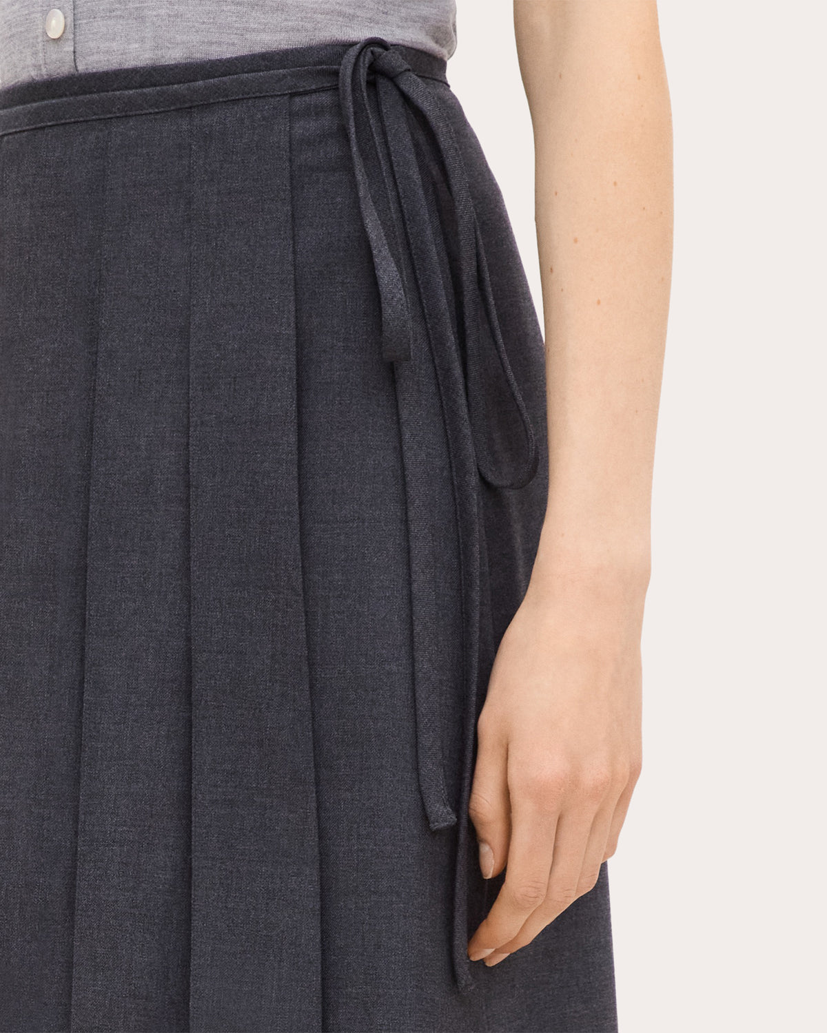 Flannel Pleated Midi Wrap Skirt