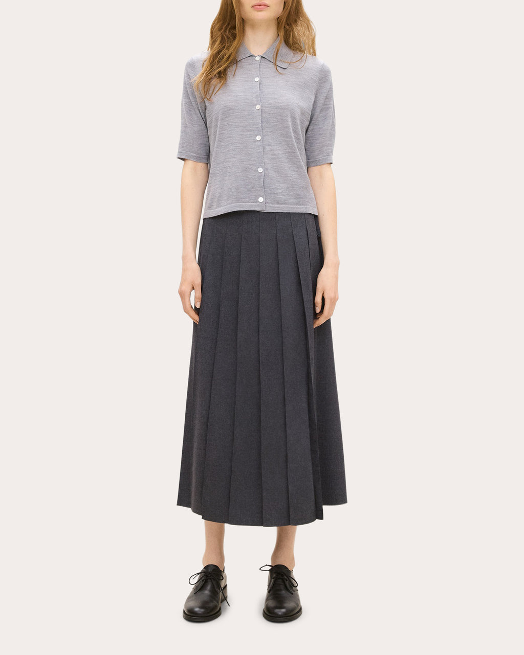 Flannel Pleated Midi Wrap Skirt