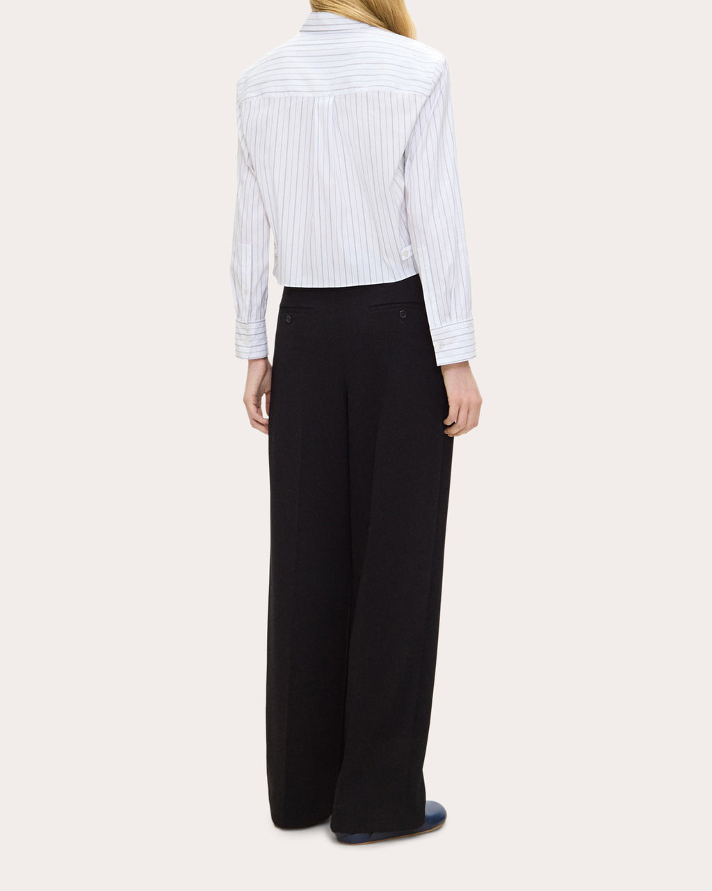 Stripe Poplin Cropped Tab Shirt