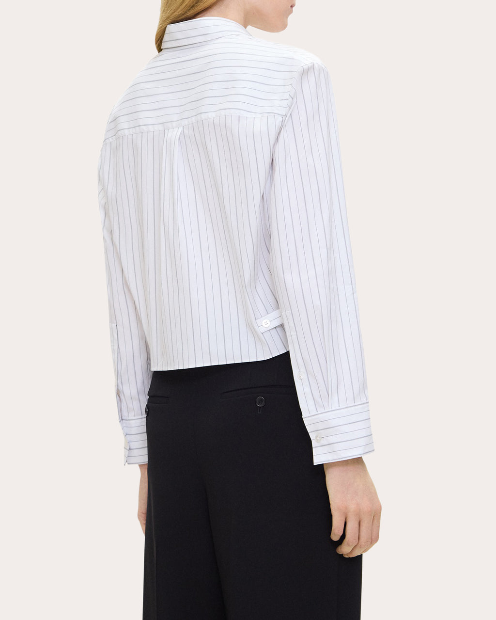 Stripe Poplin Cropped Tab Shirt