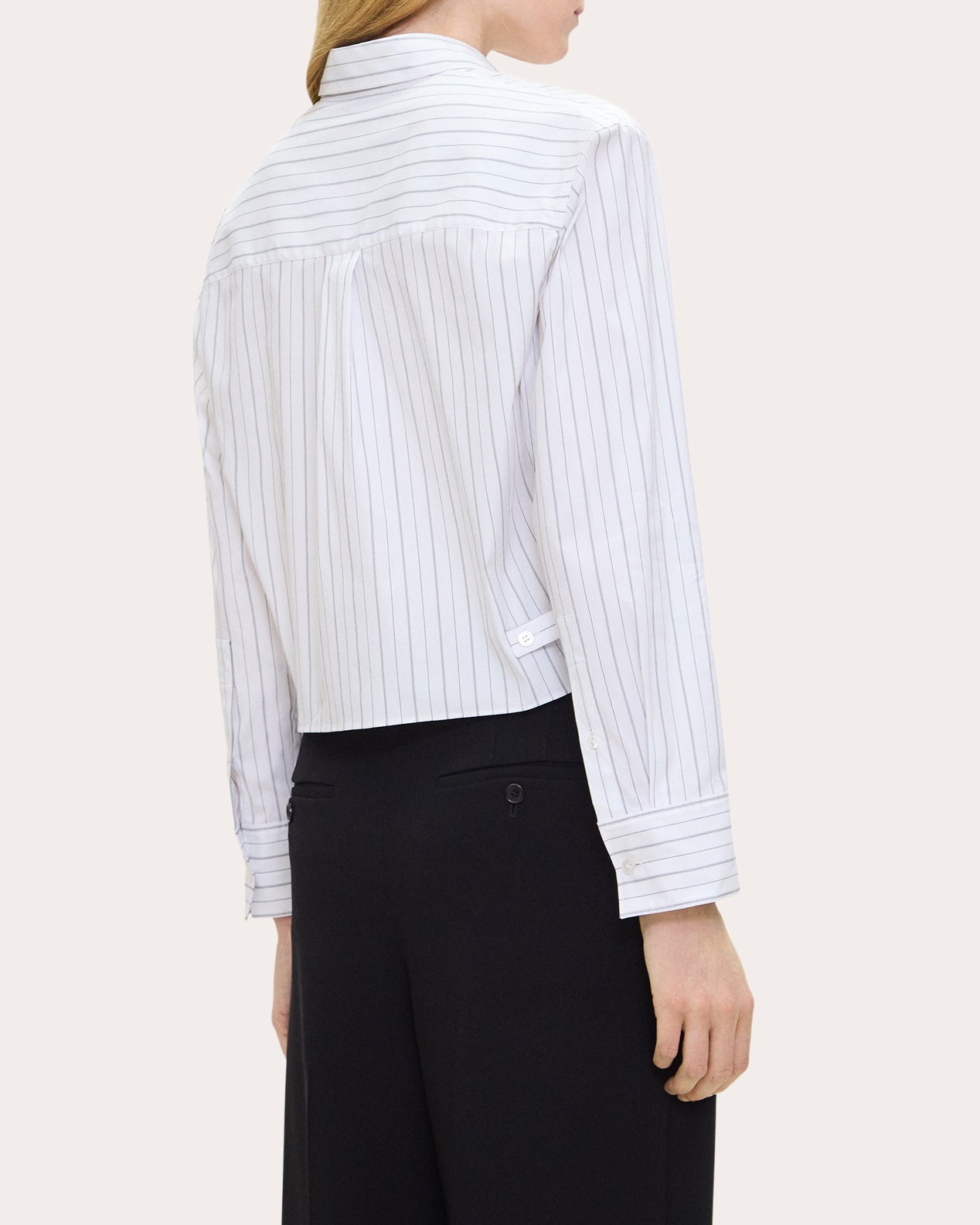 Stripe Poplin Cropped Tab Shirt