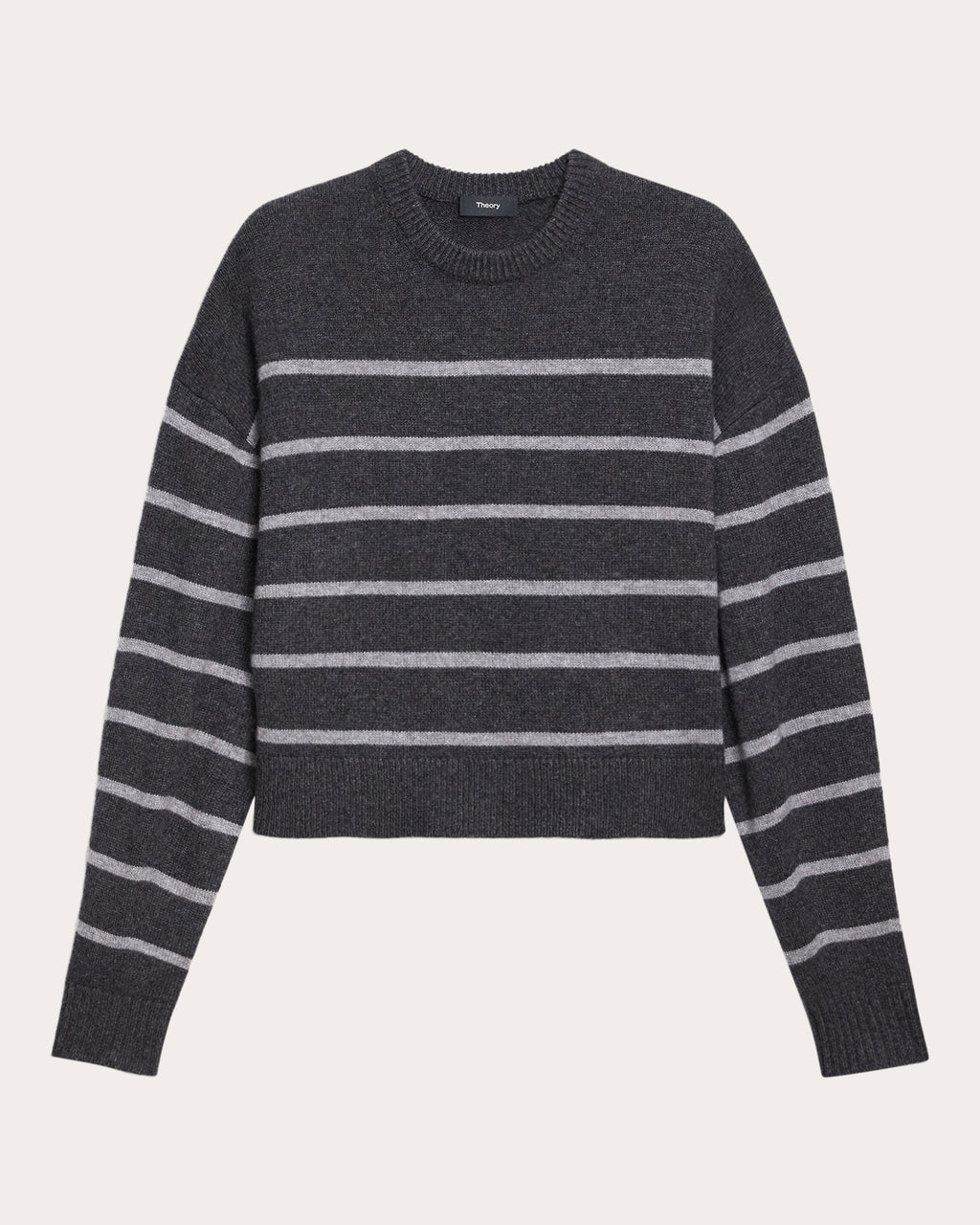 Stripe Cashmere Knit Crewneck Pullover