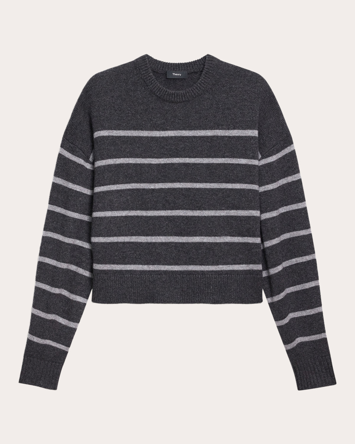 Stripe Cashmere Knit Crewneck Pullover