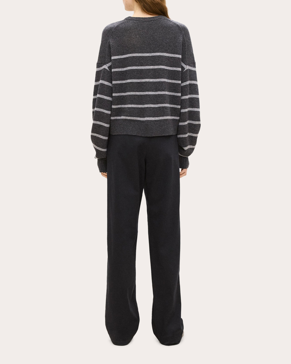 Stripe Cashmere Knit Crewneck Pullover